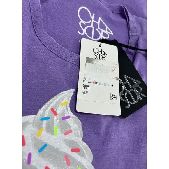 CHASER Girls Tank Tops Sz M/10 Bundle Purple Black Glitter Ice Cream Unicorn - Picture 5 of 16